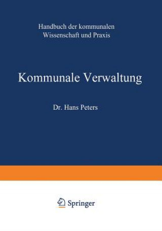 Kniha Kommunale Verwaltung Hans Peters