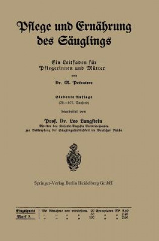 Kniha Pflege Und Ernahrung Des Sauglings M. Pescatore