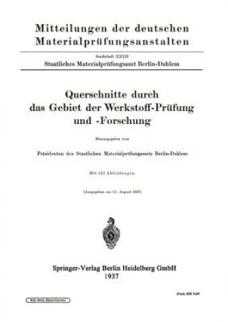 Kniha Querschnitte Durch Das Gebiet Der Werkstoff-Prufung Und -Forschung 