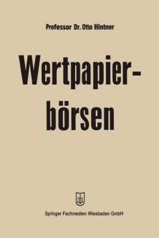 Buch Wertpapierboersen Otto Hintner