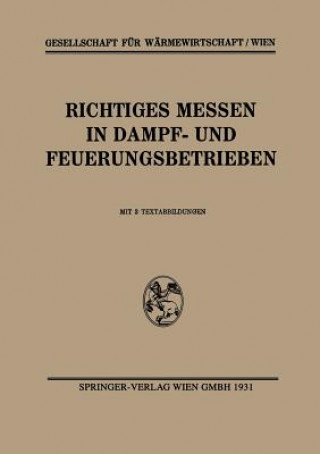 Kniha Richtiges Messen in Dampf- Und Feuerungsbetrieben esellschaft für Wärmewirtschaft/Wien
