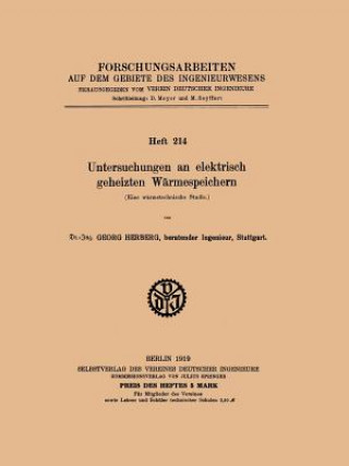 Buch Untersuchungen an Elektrisch Geheizten Warmespeichern Georg Herberg