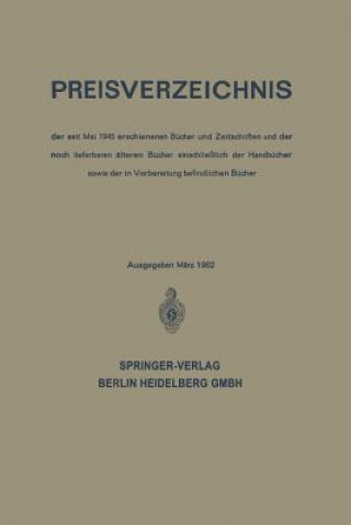 Carte Preisverzeichnis Springe Springer