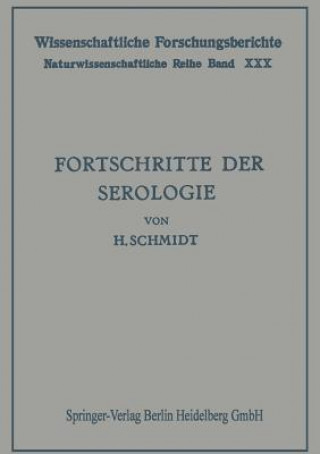 Kniha Fortschritte Der Serologie Hans Schmidt