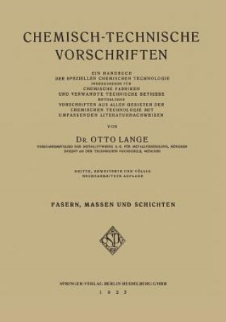 Kniha Chemisch-Technische Vorschriften Dr. Otto Lange