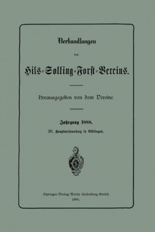 Buch Verhandlungen Des Hils-Solling-Forst-Vereins Dem Vereine