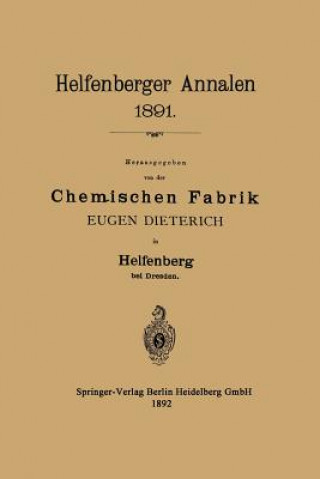 Könyv Helfenberger Annalen 1891 Eugen Dieterich