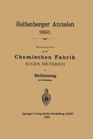 Buch Helfenberger Annalen 1891 Eugen Dieterich