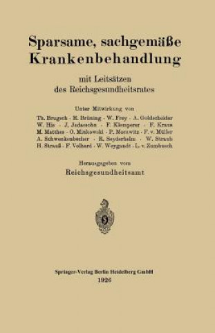 Kniha Sparsame, Sachgemasse Krankenbehandlung Mit Leitsatzen Des Reichsgesundheitsrates Theodor Brugsch