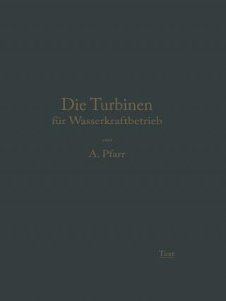 Kniha Die Turbinen für Wasserkraftbetrieb Adolf Pfarr