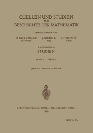 Buch Quellen Und Studien Zur Geschichte Der Mathematik O. Neugebauer