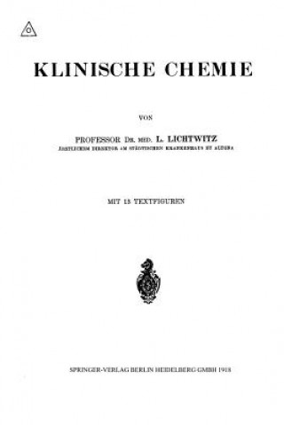Könyv Klinische Chemie Leopold Lichtwitz