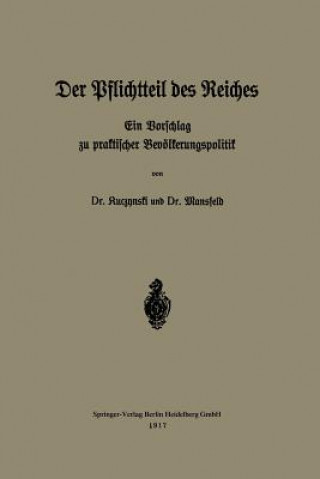 Könyv Der Pflichtteil Des Reiches Robert René Kuczynski