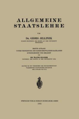 Kniha Allgemeine Staatslehre Georg Jellinek