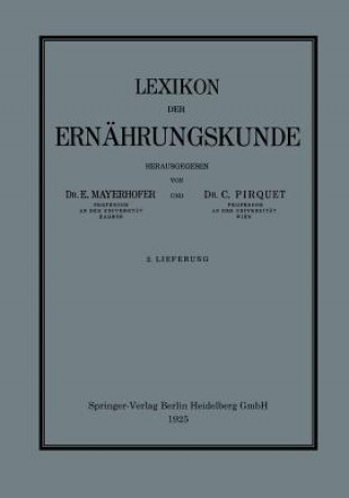 Kniha Lexikon Der Ernahrungskunde E. Mayerhofer