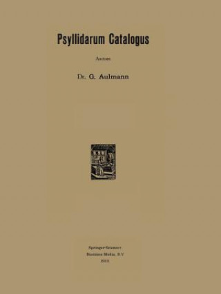 Kniha Psyllidarum Catalogus Dr. G. Aulmann