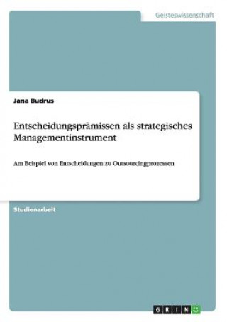 Könyv Entscheidungspramissen als strategisches Managementinstrument Jana Budrus