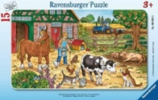 Játék Ravensburger Kinderpuzzle - 06035 Glückliches Bauernhofleben - Rahmenpuzzle für Kinder ab 3 Jahren, mit 15 Teilen 