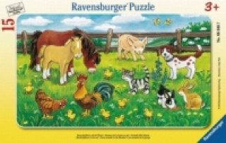 Játék Ravensburger Kinderpuzzle - 06046 Bauernhoftiere auf der Wiese - Rahmenpuzzle für Kinder ab 3 Jahren, mit 15 Teilen 