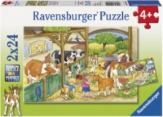 Játék Ravensburger Kinderpuzzle - 09195 Fröhliches Landleben - Puzzle für Kinder ab 4 Jahren, mit 2x24 Teilen 