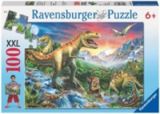 Játék Ravensburger Kinderpuzzle - 10665 Bei den Dinosauriern - Dino-Puzzle für Kinder ab 6 Jahren, mit 100 Teilen im XXL-Format 
