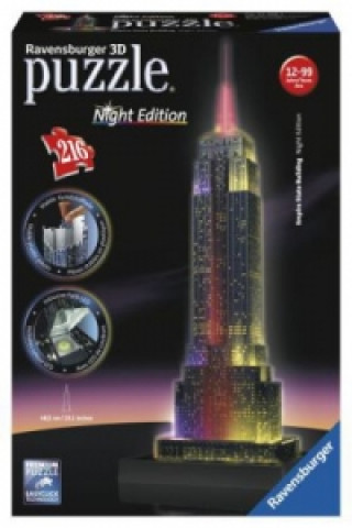 Hra/Hračka Ravensburger 3D Puzzle Empire State Building bei Nacht 12566 - das berühmte Gebäude in New York - leuchtet im Dunkeln 
