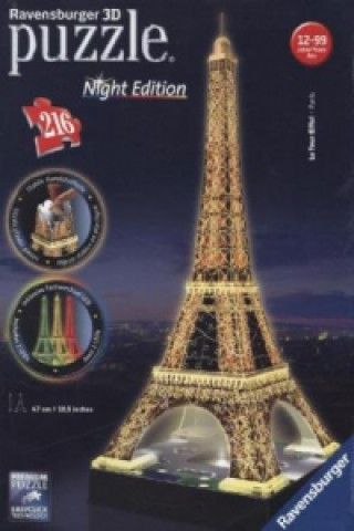 Hra/Hračka Ravensburger 3D Puzzle Eiffelturm in Paris bei Nacht 12579 - leuchtet im Dunkeln 