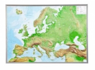 Tiskovina Europa, Reliefkarte, Groß, mit Aluminiumrahmen André Markgraf
