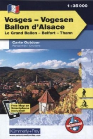 Tlačovina Kümmerly & Frey Outdoorkarte Elsass, Vogesen - Vosges/Vogesen, Ballon d' Alsace 