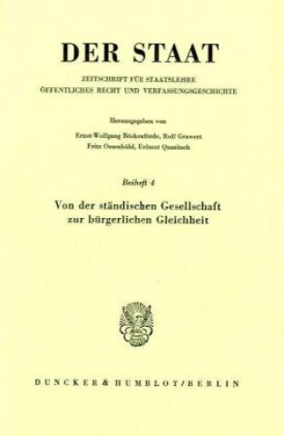 Könyv Von der ständischen Gesellschaft zur bürgerlichen Gleichheit. 