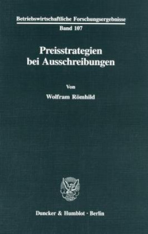 Kniha Preisstrategien bei Ausschreibungen. Wolfram Römhild