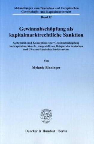 Book Gewinnabschöpfung als kapitalmarktrechtliche Sanktion Melanie Binninger