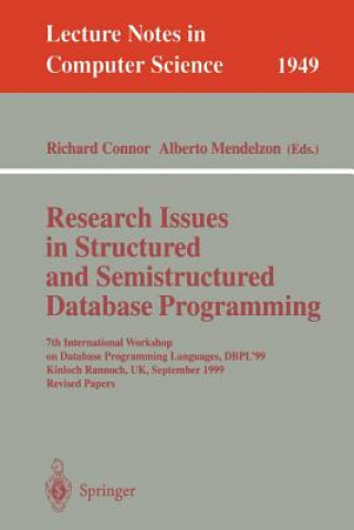 Knjiga Research Issues in Structured and Semistructured Database Programming Richard Connor