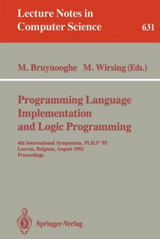 Könyv Programming Language Implementation and Logic Programming Maurice Bruynooghe