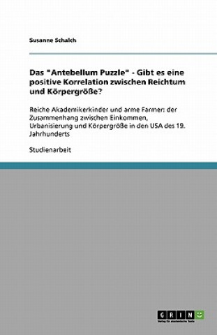 Kniha Antebellum Puzzle - Gibt es eine positive Korrelation zwischen Reichtum und Koerpergroesse? Susanne Schalch