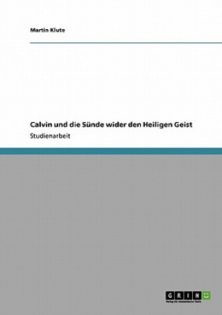 Könyv Calvin und die Sunde wider den Heiligen Geist Martin Klute