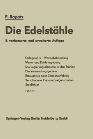 Kniha Die Edelstähle F. Rapatz