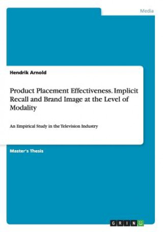 Carte Product Placement Effectiveness. Implicit Recall and Brand Image at the Level of Modality Hendrik Arnold