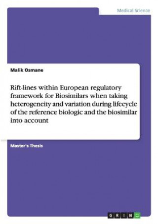 Kniha Rift-lines within European regulatory framework for Biosimilars when taking heterogeneity and variation during lifecycle of the reference biologic and Malik Osmane