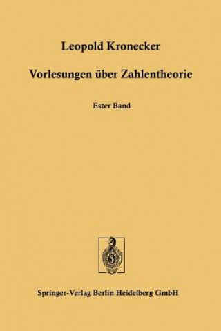 Carte Vorlesungen über Zahlentheorie Leopold Kronecker