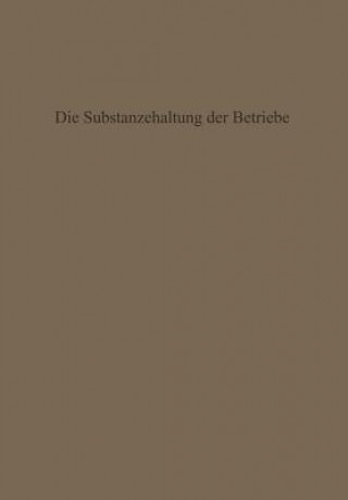 Kniha Substanzerhaltung Der Betriebe Karl Hax