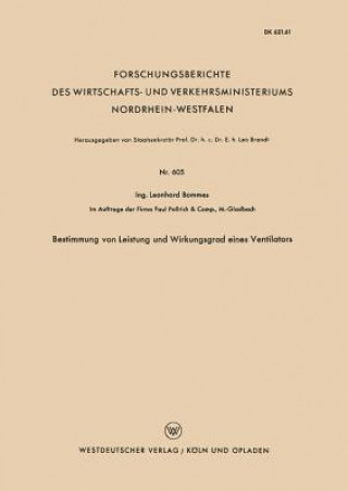 Książka Bestimmung Von Leistung Und Wirkungsgrad Eines Ventilators Leonhard Bommes