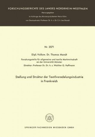 Buch Stellung Und Struktur Der Textilveredelungsindustrie in Frankreich Thomas Mandt