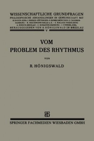 Kniha Vom Problem Des Rhythmus Richard Hönigswald
