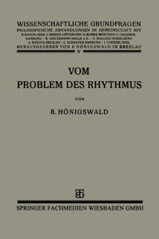 Книга Vom Problem Des Rhythmus Richard Hönigswald