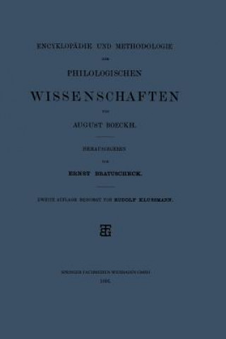 Carte Encyklopadie Und Methodologie Der Philologischen Wissenschaften August Boeckh