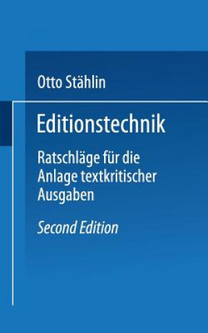 Kniha Editionstechnik Otto Stählin