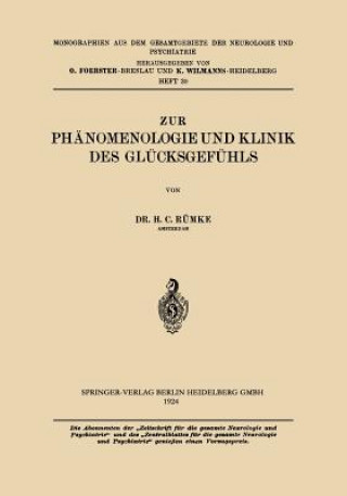 Book Zur Phanomenologie Und Klinik Des Glucksgefuhls Henricus Cornelius Rümke