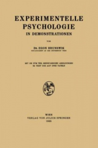 Livre Experimentelle Psychologie in Demonstrationen Egon Brunswik