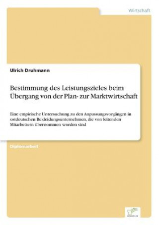 Kniha Bestimmung des Leistungszieles beim UEbergang von der Plan- zur Marktwirtschaft Ulrich Druhmann